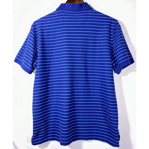IZOD Advantage Navy Blue Striped Short Sleeve Polo Shirt Men's Medium - Picture 2 of 4